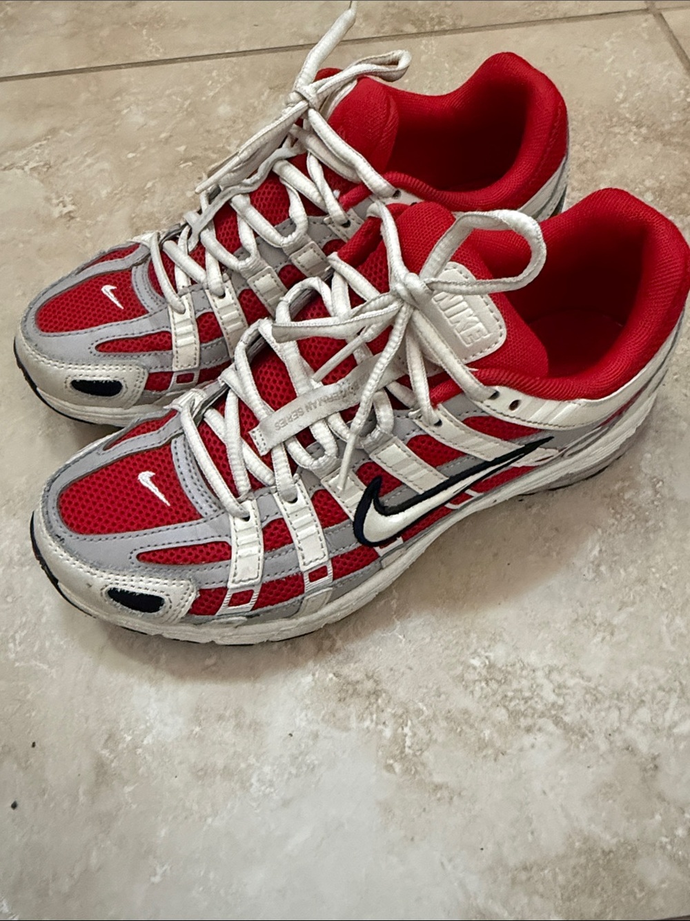 Nike Kids Red, White & Black Mesh Athletic Sneakers